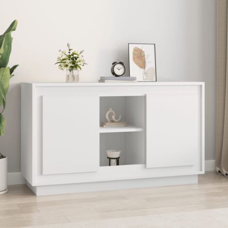 Maison Chic – Buffet bahut blanc 102x35x60 cm – Bois d'ingénierie résistant à l'humidité – 6 compartiments pour rangement organisé
