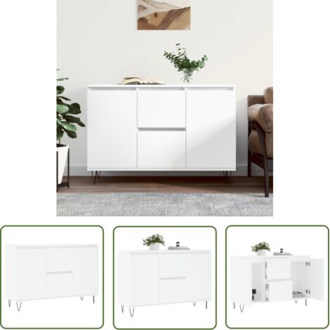 Maison Chic – Buffet blanc 104x35x70 cm en bois d'ingénierie – Grand espace de rangement – Pieds en fer pour robustesse – Meuble de rangement moderne