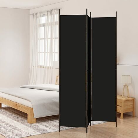 Maison Chic – Cloison amovible pliable 3 panneaux noir 150x220 cm – Tissu 100 % polyester – Idéale pour séparation d'espaces intérieurs