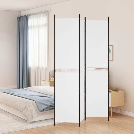 Maison Chic – Cloison de séparation pliable 3 panneaux 150x220 cm – Tissu polyester blanc – Pour espaces intérieurs – Design épuré et respirant