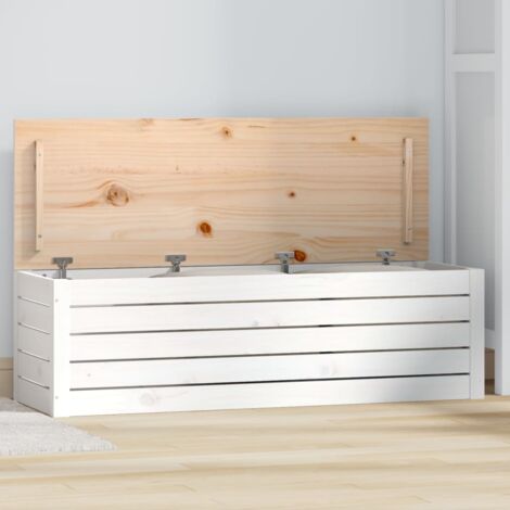 Maison Chic – Coffre de rangement en bois massif de pin blanc 109x36,5x33 cm – Grand espace de rangement pour objets essentiels – Couvercle protecteur
