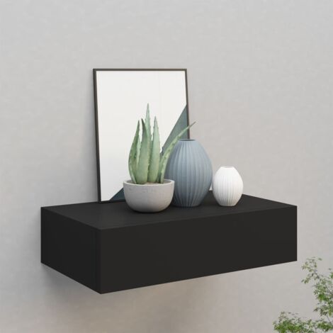 Maison Chic – Étagère murale noire en MDF et métal 40x23,5x10 cm – Fixation murale incluse – Pour livres et objets décoratifs