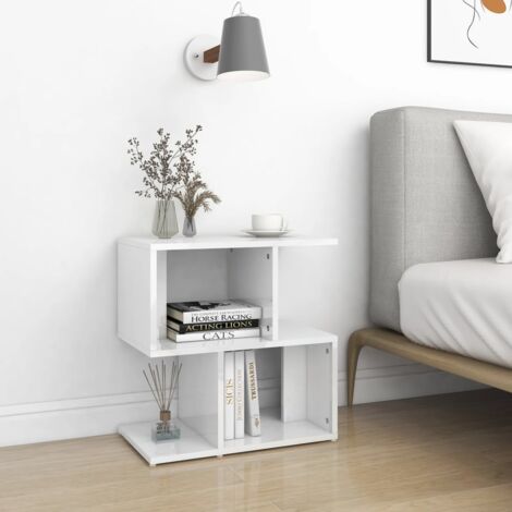 Maison Chic – Lot de 2 tables de chevet blanc brillant 50x30x51,5 cm – Matériau aggloméré – Compartiments ouverts pour rangement pratique