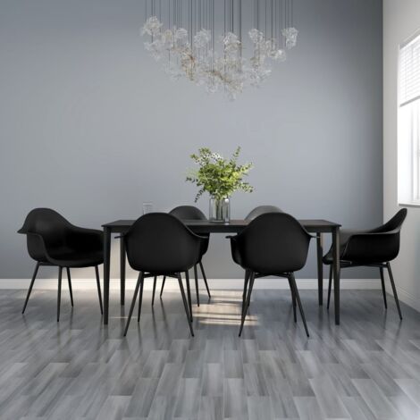 Maison Chic – Lot de 6 chaises de salle à manger – Chaise de cuisine en polypropylène noir – Pieds en métal – Dossier incurvé ergonomique – Dimensions 64x59x84cm