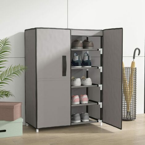 Maison Chic – Meuble à chaussures gris 60x28x90 cm – 5 niveaux – Housse en tissu non tissé – Cadre en acier léger et stable