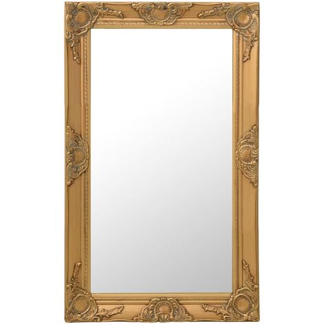 Maison Chic – Miroir mural doré 50x80 cm – Cadre baroque en bois – Fixation murale incluse – Pour salle de bain, salon, chambre, dressing