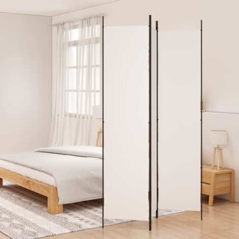 Maison Chic – Paravent sur pied 3 panneaux pliable en tissu blanc 150x220 cm – Cloison de séparation respirante pour espaces privés