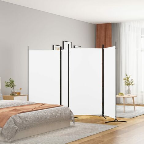 Maison Chic – Paravent sur pied 4 panneaux pliable en tissu blanc 346 x 180 cm – Cloison de séparation respirante pour espaces intérieurs