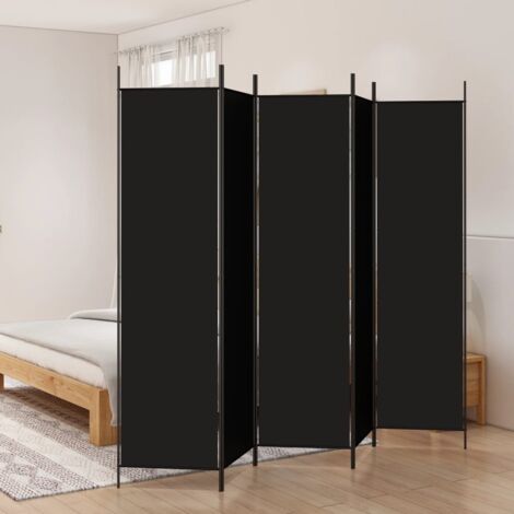 Maison Chic – Paravent sur pied 5 panneaux pliable noir 250x200 cm – Tissu polyester durable – Cloison de séparation pour espaces privés