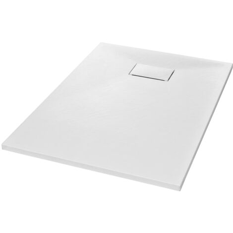 Maison Chic – Receveur de douche à poser SMC blanc 100 x 70 cm – Antidérapant en pierre d’ardoise – Seuil bas pour accès facile – Résistant aux chocs
