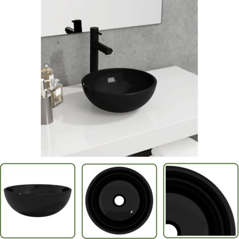 Maison Chic – Vasque à poser en verre trempé 30x12 cm noir – Installation au-dessus du comptoir – Épaisseur 1,2 cm – Diamètre trou de vidange 4,5 cm