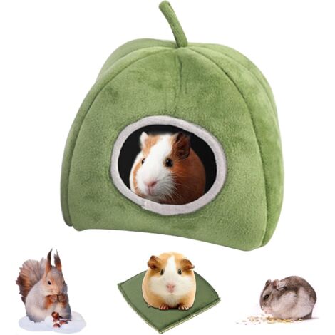 Maison Cochon d'Inde Maison Hamster Hiver Lit pour Petit Animal Hérisson Lit Doux pour Cochon d'Inde avec Coussin Amovible pour Hamsters Chinchillas Cobayes Ecureuil Furets(Vert)
