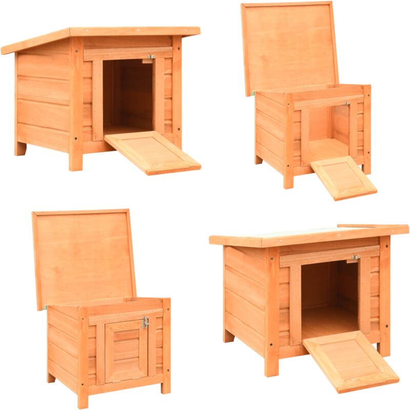 Maison de chat Pin massif et sapin 50 x 46 x 43,5 cm - Cage Pour Chat - Abri Chat Exterieur - Maison Chat Bois - Refuge Chat - Jouet Chat - Home &