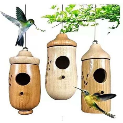 Maison de colibri, maison en bois pour accrocher à l'extérieur 3pcs