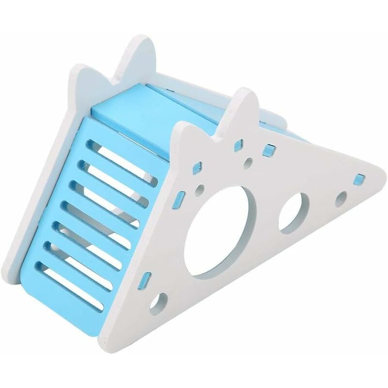 Maison De Hamster En Bois Cage Pour Hamster Repaire Habitat Nid Avec Escaliers Petit Animal De Compagnie Exercice(Bleu)