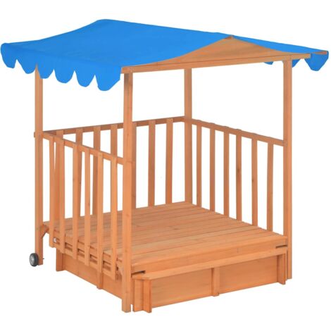 Maison de jeu d'enfants et bac à sable Bois de sapin Bleu UV50 vidaXL - Bleu