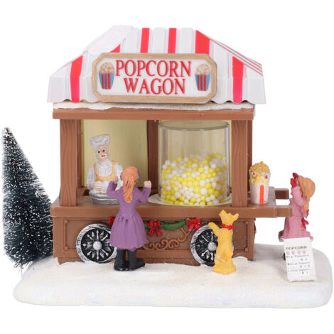 Maison de musique de noël, boîte à manger scintillante, voiture, ornement décoratif de bureau, décor de table, pop-corn