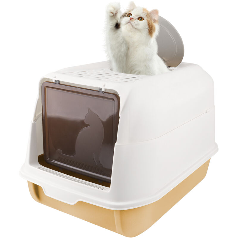 Aqrau - Katzentoilette 36x51x34cm Leicht zu reinigende Katzentoilette, Katzenklo mit Schaufel, abnehmbare Ränder, für erwachsene Katzen, Kätzchen