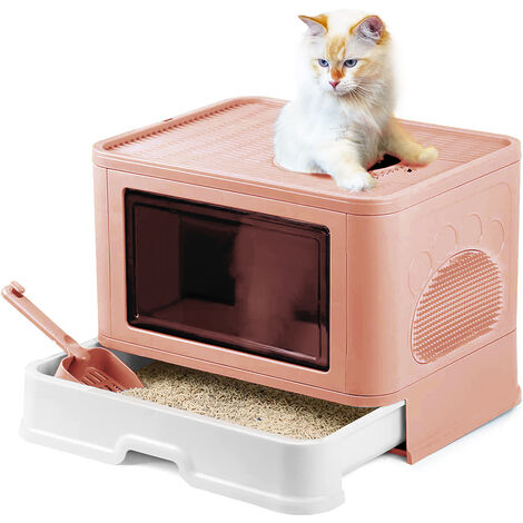 Maison de Toilette Chat Haloyo®,Pelle,48.5 x 36.5 x 38 cm,rose
