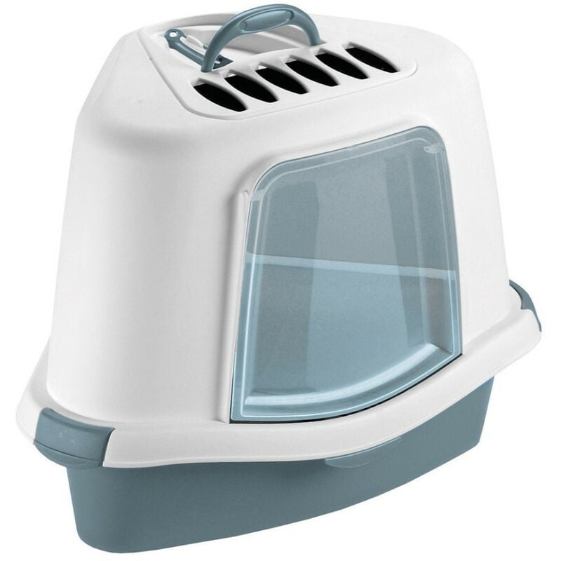 Maison de toilette Corner, 54 x 40 x 40 cm, hauteur 40 cm, bleu acier, pour chat. Animallparadise