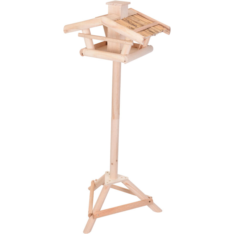 Spetebo - Maison d'oiseau avec support - naturel - hauteur 116 cm