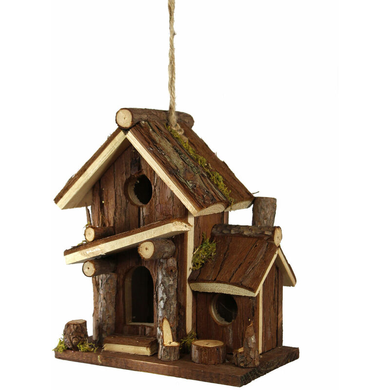 Spetebo - Maison d'oiseau décorative en bois avec auvent - à suspendre