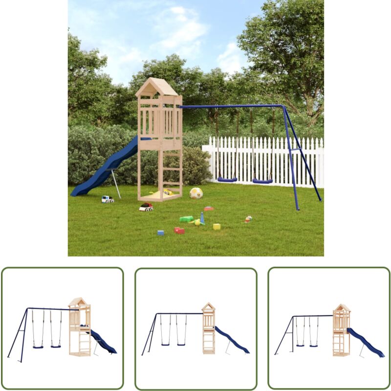 Maison Exclusive - The Living Store Aire de jeux d'extérieur bois de pin massif - Jeux D'extérieurs - Aire De Jeux - Tour De Jeu - Toboggan