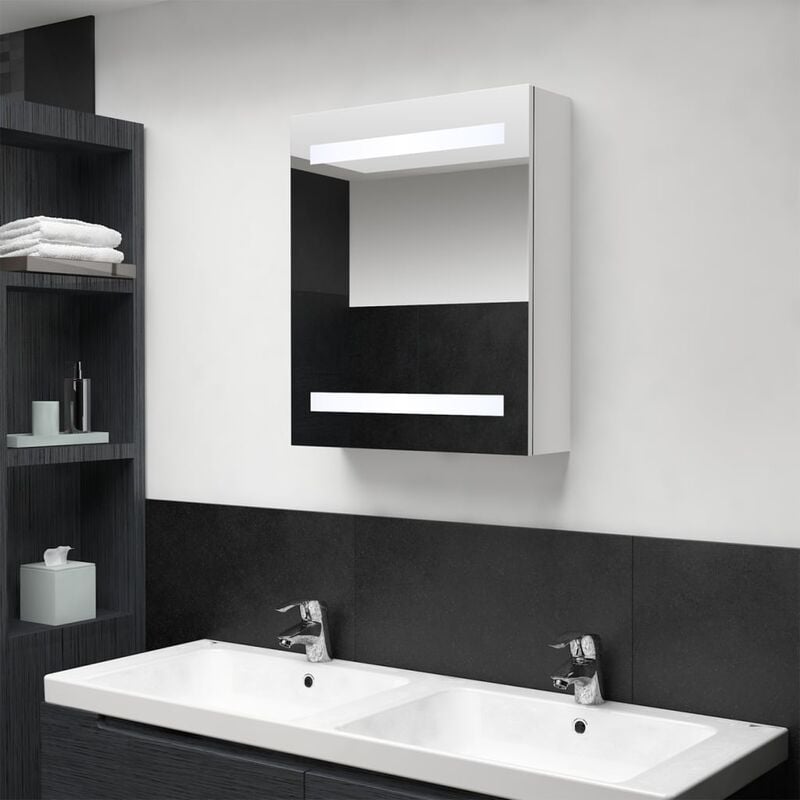 Maison du'Monde - Armadietto Bagno con Specchio e led Bianco - Wit