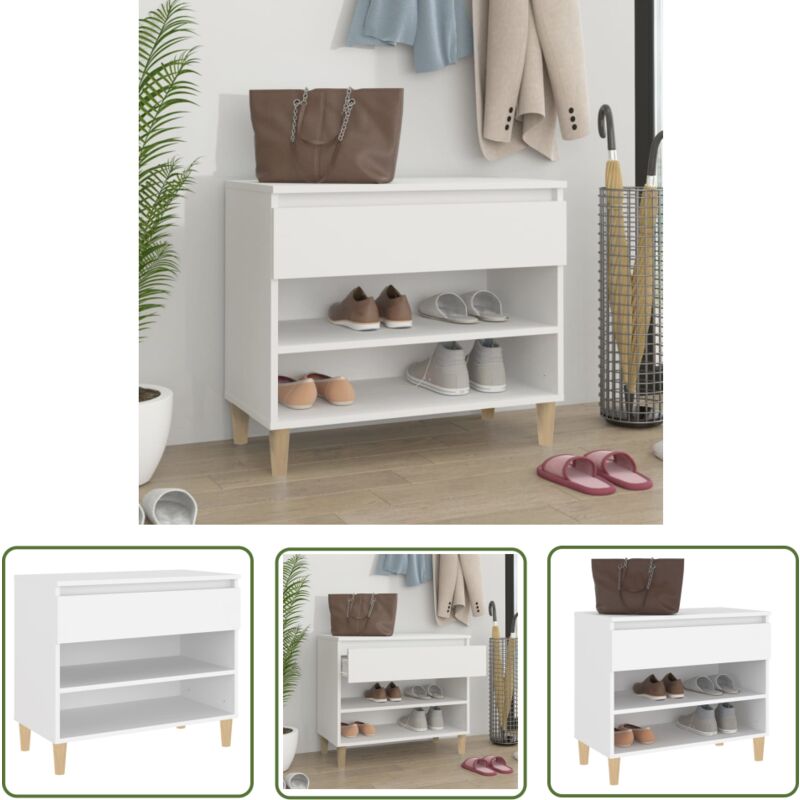 Prolenta Premium - The Living Store Armoire à chaussures Blanc 70x36x60 cm Bois d'ingénierie - Armoire à Chaussures - Meuble Chaussure - Rangement