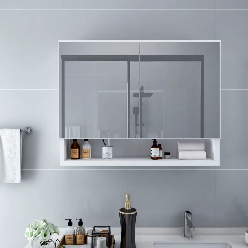 Maison du'Monde - Armoire à miroir de salle de bain LED Blanc