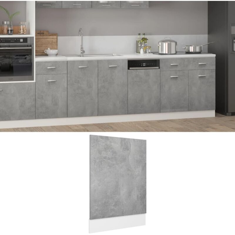 Inlife Panneau de lave-vaisselle 45x3x67 cm Aggloméré Gris béton