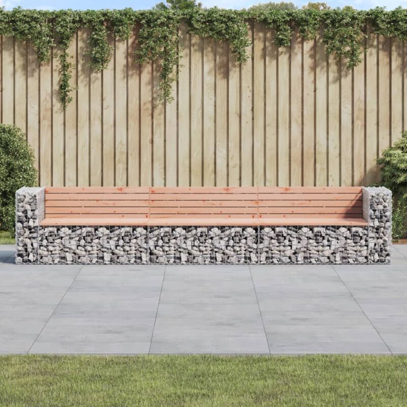 Furniture Limited - Banc jardin design gabion 347x71x65,5 cm bois