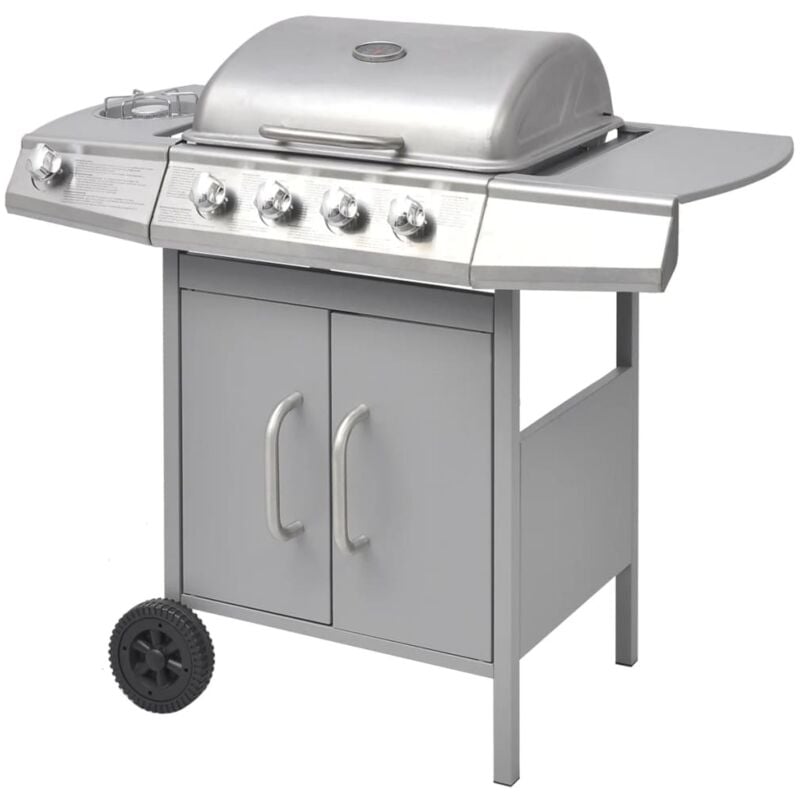 Prolenta Premium - inlife Barbecue à gaz 4 + 1 zone de cuisson Argenté