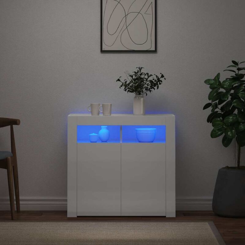 Prolenta Premium - Furniture Limited - Buffet avec lumières led blanc brillant