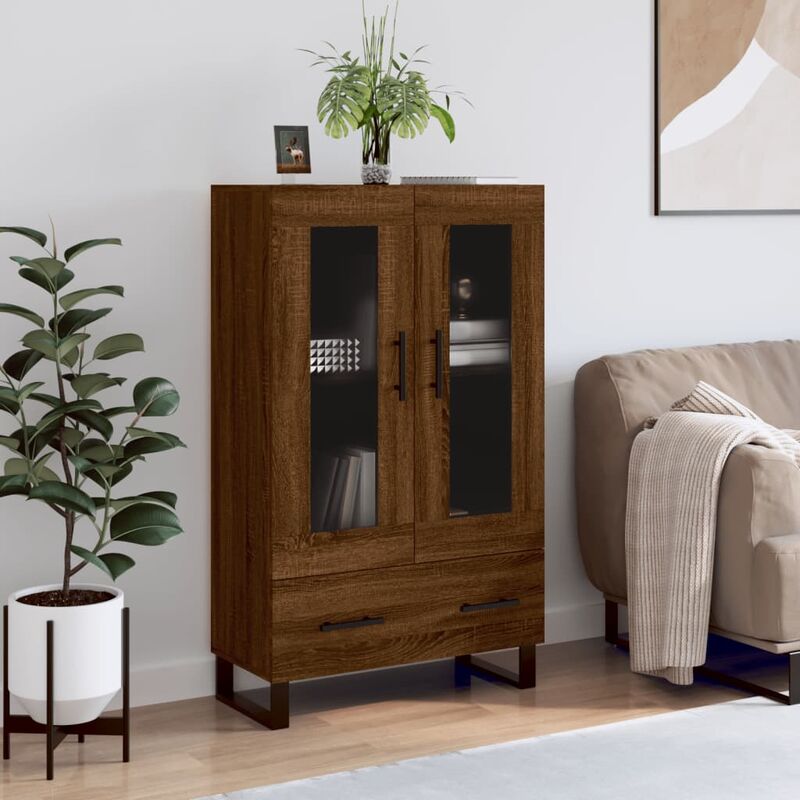 Furniture Limited - Buffet haut chêne marron 69,5x31x115 cm bois