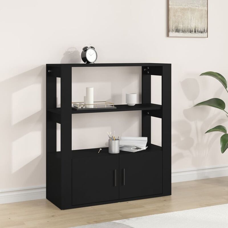 Prolenta Premium - Furniture Limited - Buffet Noir 80x30x90 cm Bois d'ingénierie