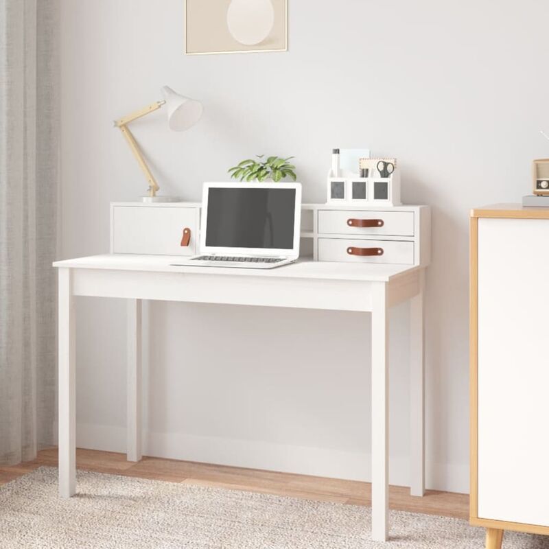 Prolenta Premium - Furniture Limited - Bureau Blanc 110x50x93 cm Bois massif de pin