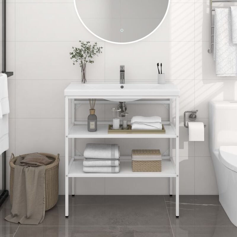 Furniture Limited - Cadre de lavabo de salle de bain Blanc