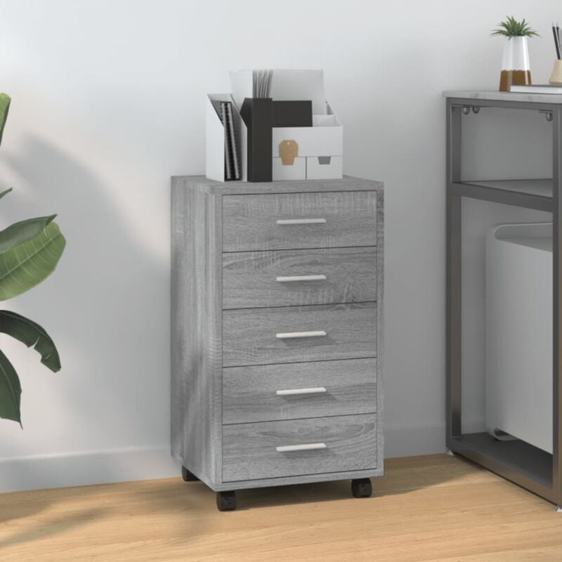Prolenta Premium - Furniture Limited - Armoire à tiroirs avec roulettes Sonoma gris