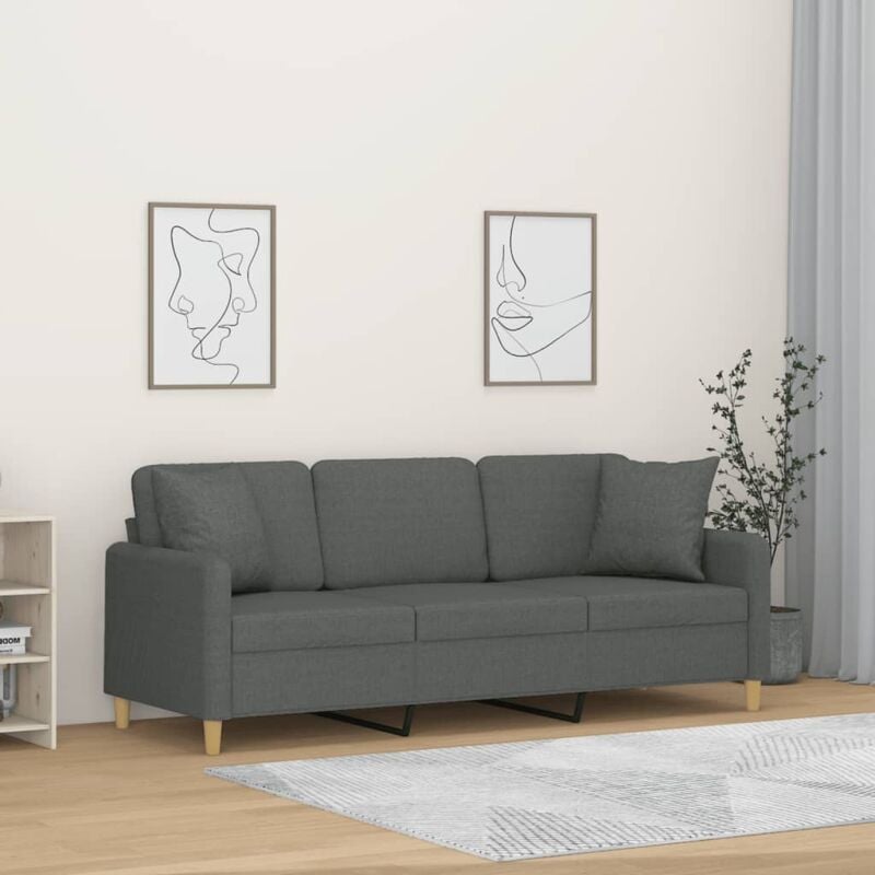 Prolenta Premium - Maison du'Monde - Canapé 3 places avec oreillers gris foncé 180