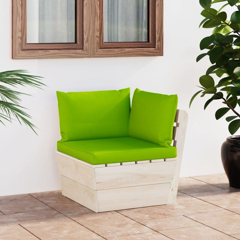 Canapé d'angle palette de jardin avec coussins Épicéa imprégné - Fimei
