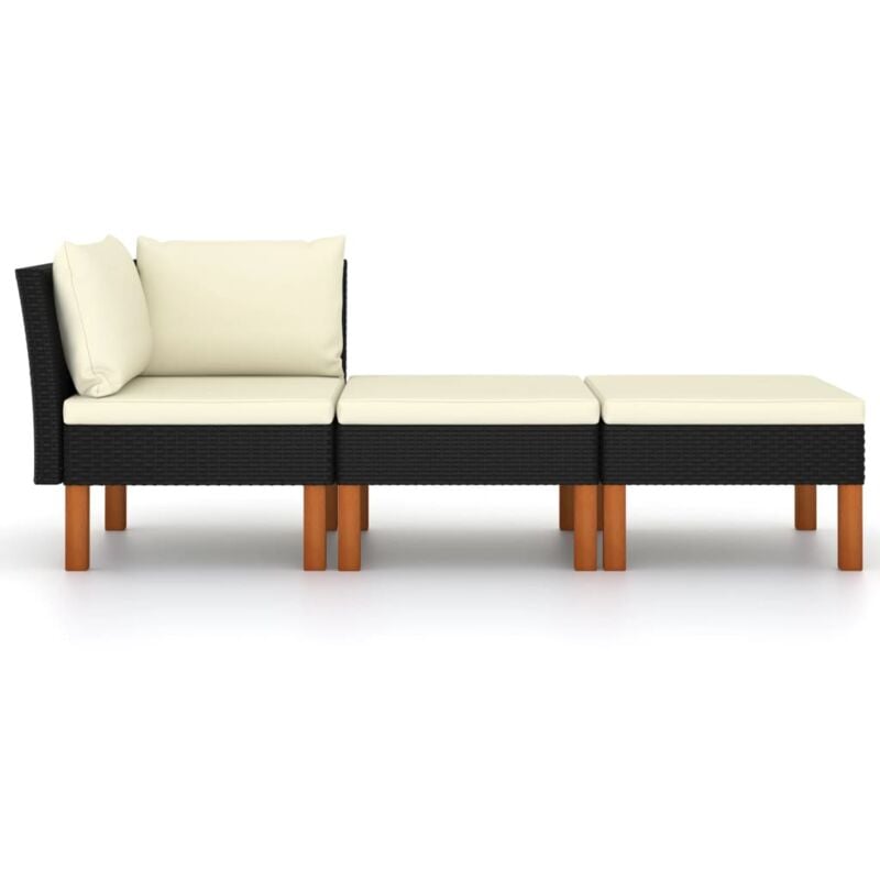 Prolenta Premium - inlife Salon de jardin 3pcs Résine tressée et bois d'eucalyptus massif