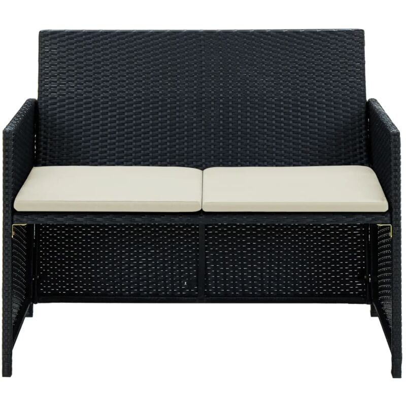 Prolenta Premium - inlife Canapé de jardin à 2 places avec coussins Noir Résine tressée