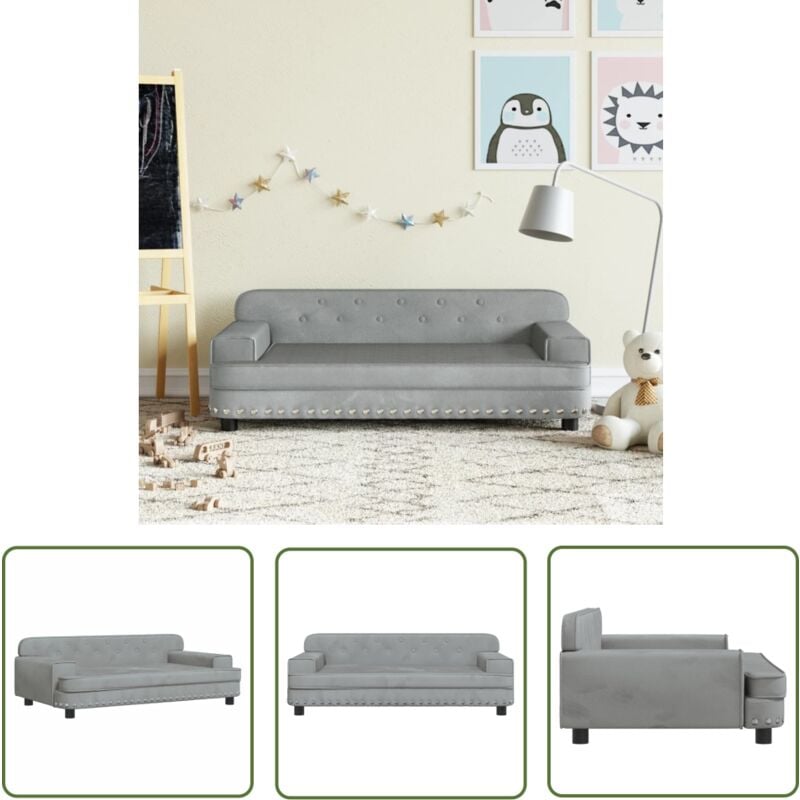 Maison Exclusive - The Living Store Canapé pour enfants gris clair 90x53x30 cm velours - Canapé Enfant - Canapé Bébé - Mobilier Enfant - Meubles Pour
