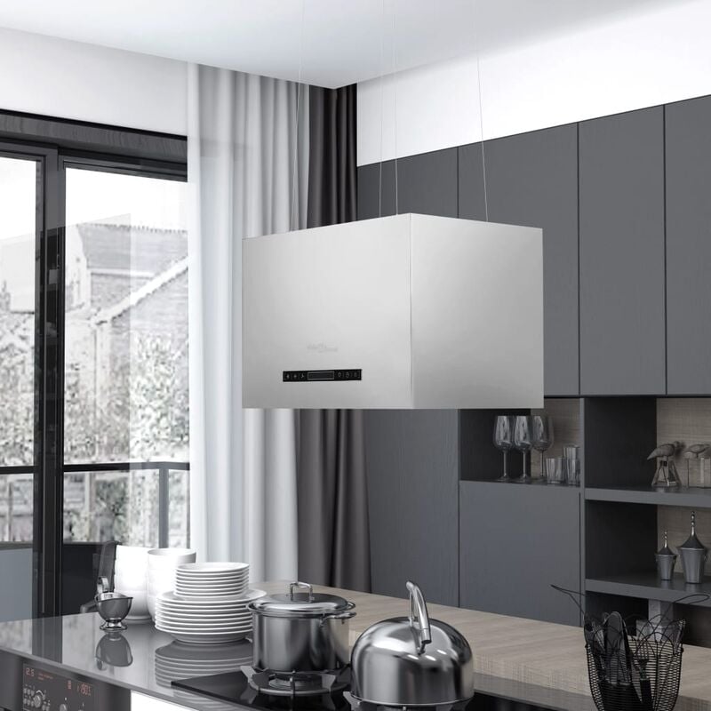 Image of Prolenta Premium - Maison du'Monde - Cappa da Cucina ad Isola Sospesa lcd con - Zilver