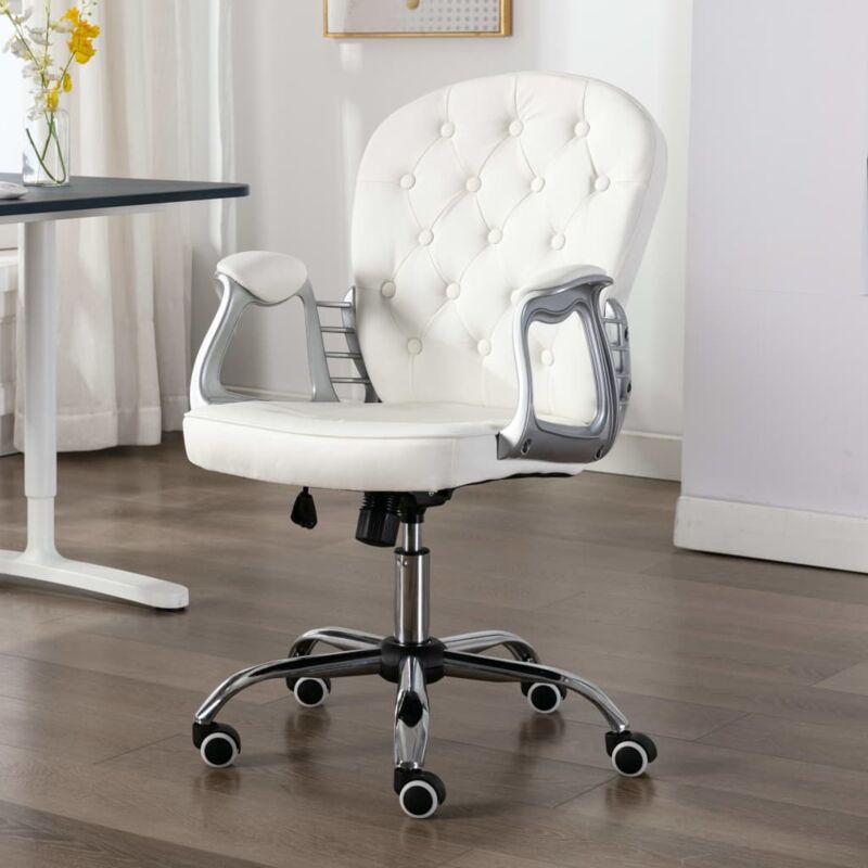 Prolenta Premium - Furniture Limited - Chaise de bureau pivotante Blanc Similicuir