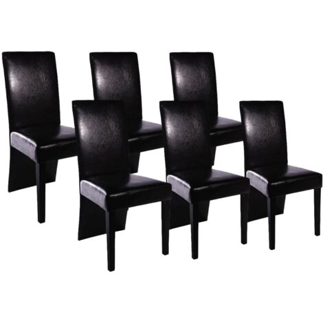 PROLENTA PREMIUM Lot de 6 Chaises Scandinave - Chaises de salle à manger noir similicuir vidaXL