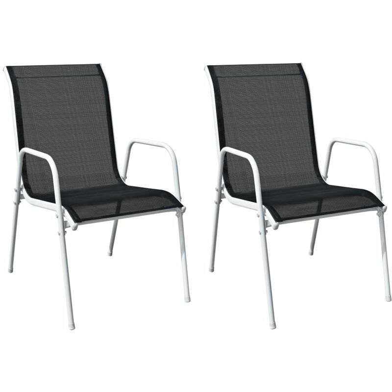 Prolenta Premium - Furniture Limited - Chaises empilables de jardin lot de 2 Acier
