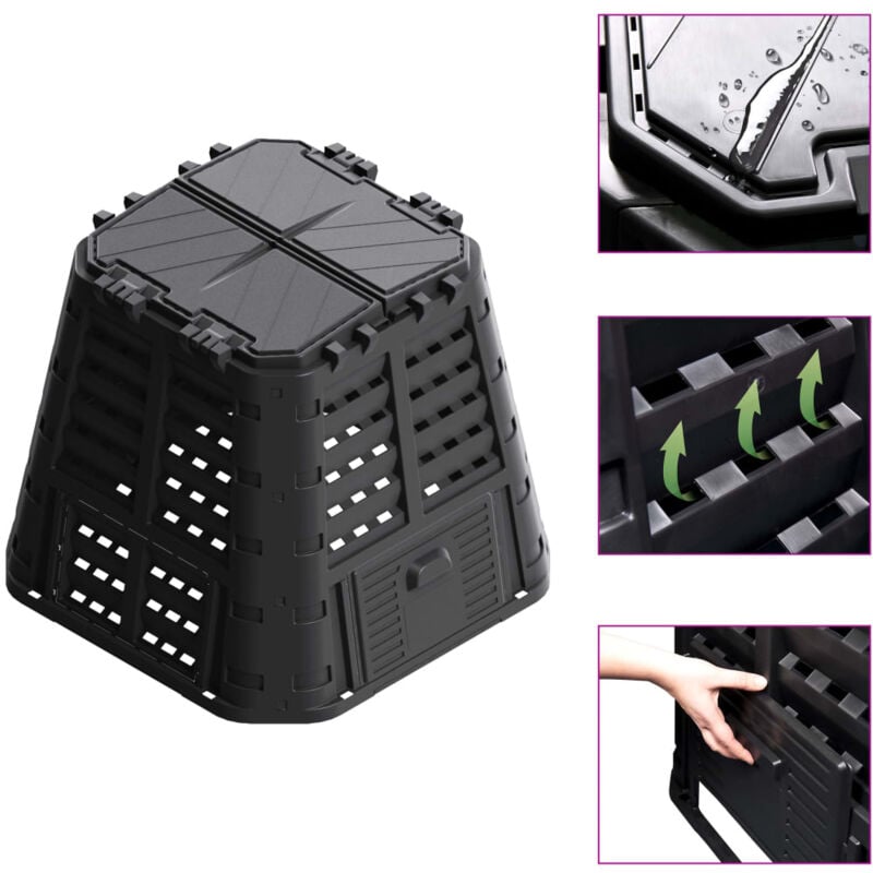 Prolenta Premium - Furniture Limited - Composteur de jardin Noir 93,3x93,3x80 cm 480