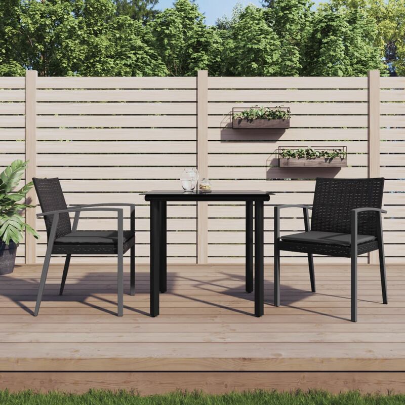 Vidaxl - Ensemble à manger de jardin 3 pcs coussins résine tressée acier